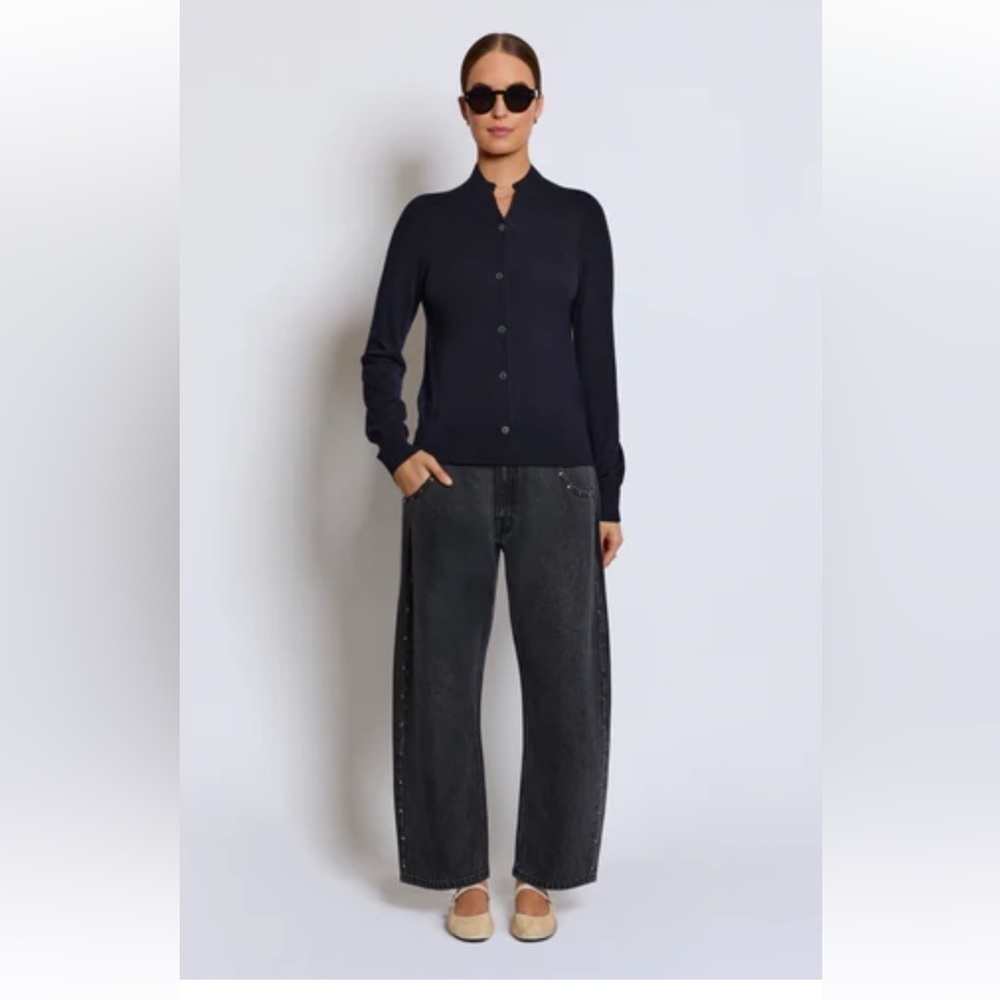 Roucha Schiele navy sweater cardigan size B Medium wool